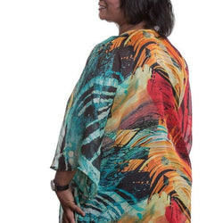 Teal Lightweight Polyester Chiffon Wide Sleeve Kimono
