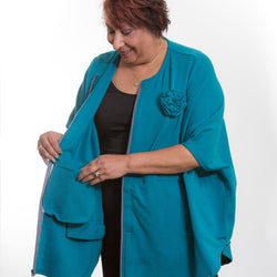 Oversized Cover-up with Drain Pouches-Teal