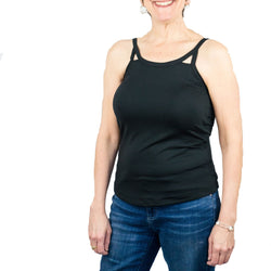 Cut-Out Mastectomy Camisole Tank Top with Built-in Prosthetics - NO Bra Band