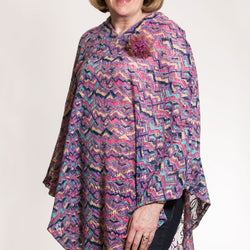 Multi Colored Pastel Brushed Crochet Poncho