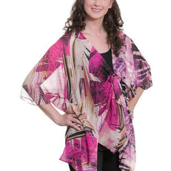 Pink Lightweight Polyester Chiffon Wide Sleeve Kimono
