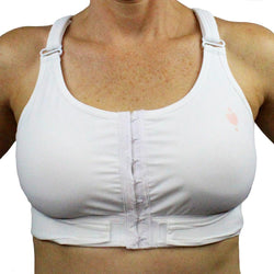 Cotton Sports Bras Front Closure Mastectomy Post Surgery Bra Women Everyday  Lingerie with Pockets for Breast Forms (Color : Beige, Size : 100/44ABC)