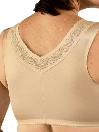 Classique Post Mastectomy Nylon Comfort Knit Bra with Lace 34AA Beige