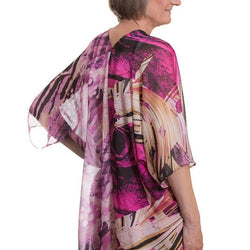 Pink Lightweight Polyester Chiffon Wide Sleeve Kimono