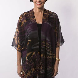 Purple/Black Polyester Kimono