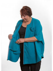Oversized Cover-up with Drain Pouches-Teal